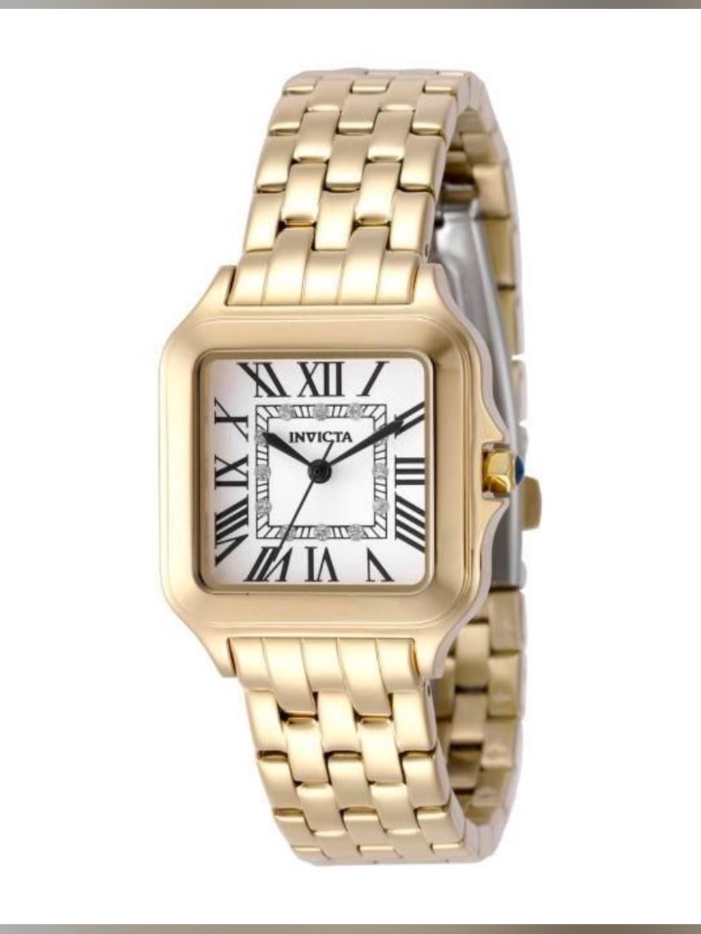 Invicta Angle Women’s Gold and White Square Bracelet Watch - Roman Numerals 28mm